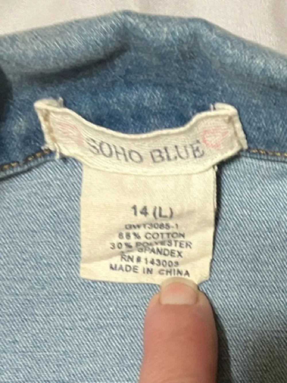 Girls Light Blue Denim Jean Jacket - Embroidered Blue Butterfly
